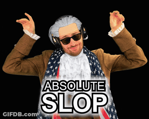 Man With Headphones And Scarf Saying Absolute Slop GIF