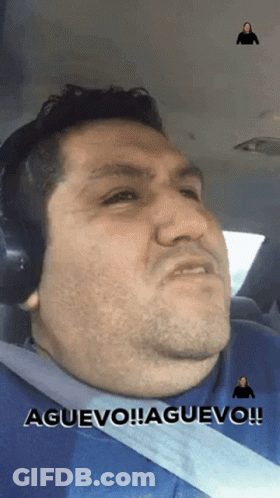 Man With Headphones And Seat Belt Says Aguevo Aguevo GIF