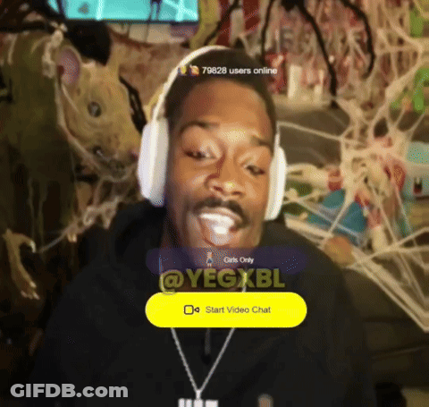 Man With Headphones And Start Video Chat Button GIF