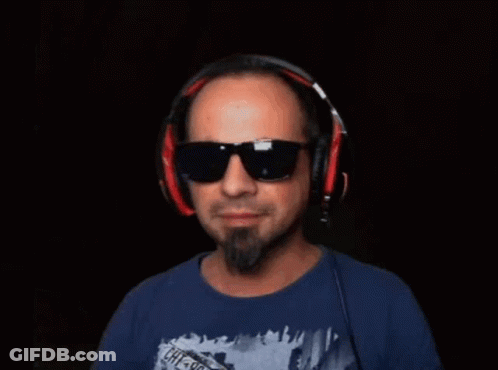 Man With Headphones And Sunglasses Dancing GIF