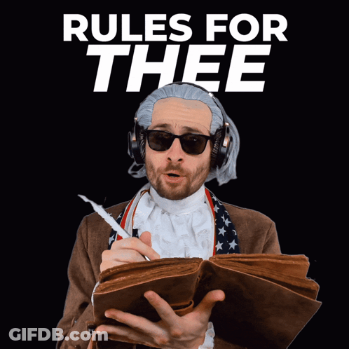 Man With Headphones And Sunglasses Holding Book Rules For Thee GIF