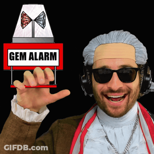 Man With Headphones And Sunglasses Holding Gem Alarm Sign GIF