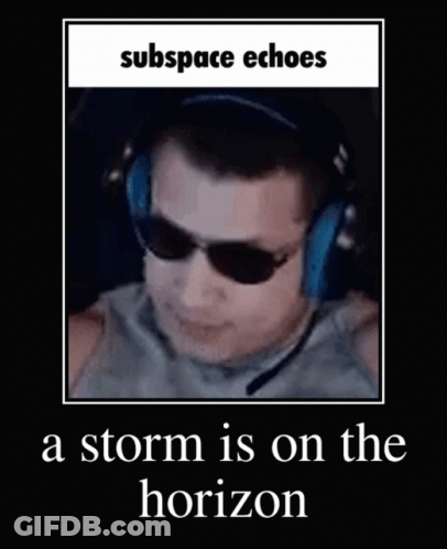 Man With Headphones And Sunglasses Saying A Storm Is On The Horizon GIF
