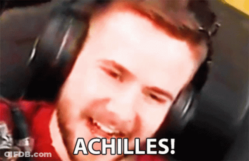 Man With Headphones And Word Achilles On Face GIF