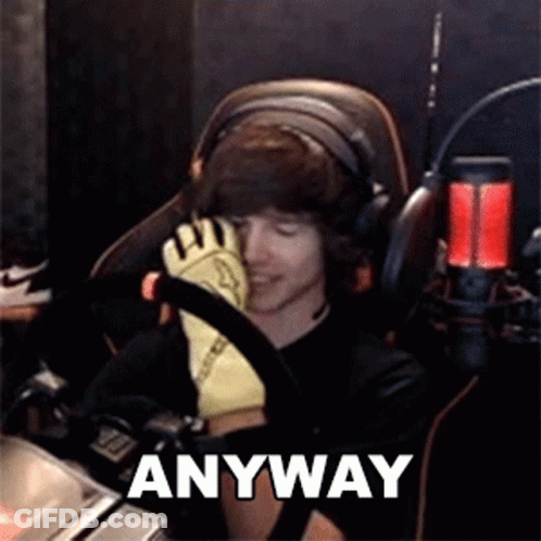 Man With Headphones And Yellow Glove At Microphone Saying Anyway GIF