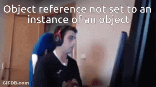 Man With Headphones At Computer Saying Object Reference Not Set GIF