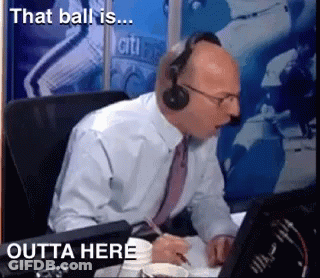Man With Headphones At Computer Saying That Ball Is Outta Here GIF