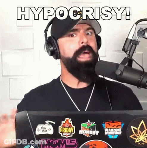 Man With Headphones At Mic Saying Hypocrisy GIF