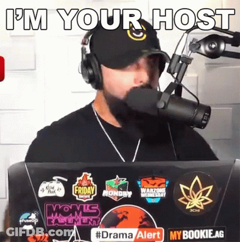 Man With Headphones At Microphone I'm Your Host GIF