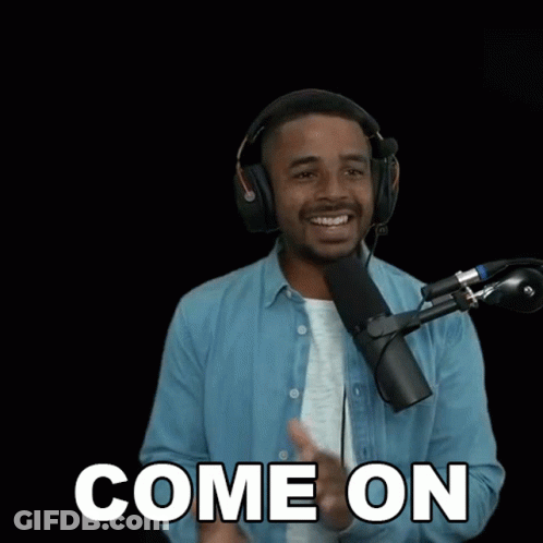 Man With Headphones At Microphone Saying Come On GIF