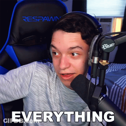 Man With Headphones At Microphone Saying Everything GIF