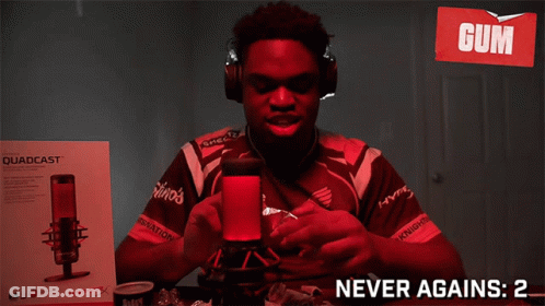 Man With Headphones At Microphone Saying Gum GIF