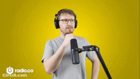 Man With Headphones At Microphone With Radio.co Logo GIF