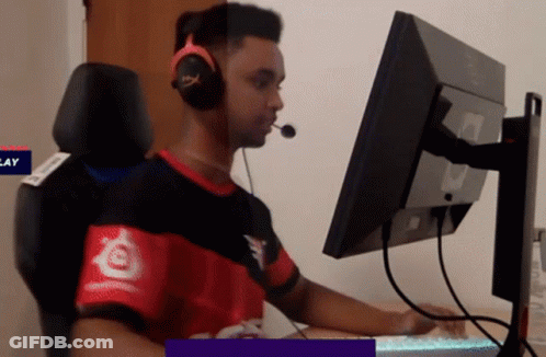 Man With Headphones At Monitor Play GIF