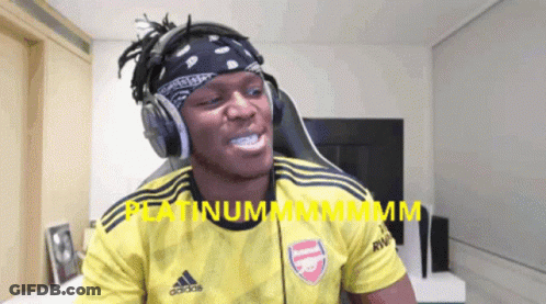 Man With Headphones Bandana Says Platinum GIF