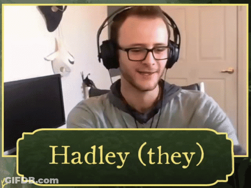 Man With Headphones Hadley (They) Green Frame GIF