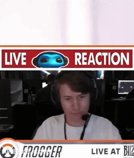 Man With Headphones In Front Of Live Reaction Sign GIF
