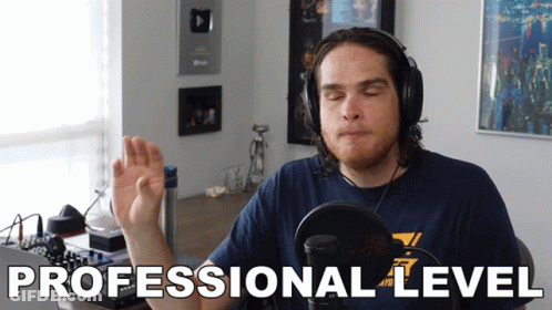 Man With Headphones In Front Of Microphone Professional Level GIF