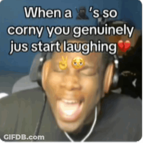Man With Headphones Laughing And Heart On Forehead GIF