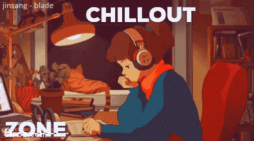 Man With Headphones Looking Down At Computer Screen GIF