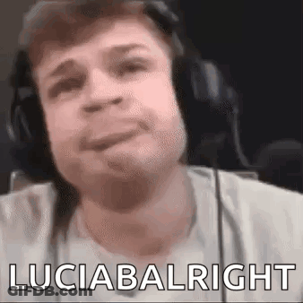 Man With Headphones Making Funny Face Saying Luciabaright GIF