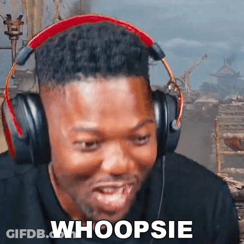 Man With Headphones Making Whoopsie Face GIF