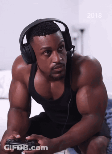 Man With Headphones Playing Video Game 2018 GIF
