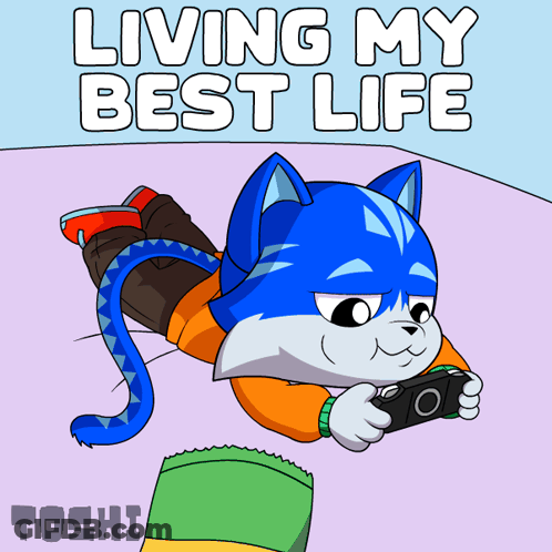 Man With Headphones Playing Video Game Next To Wahala Rocket GIF
