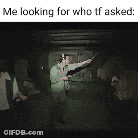Man With Headphones Pointing In Dark Room Saying Me Looking For Who TF Asked GIF