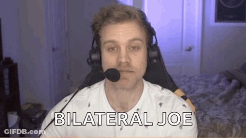 Man With Headphones Saying Bilateral Joe GIF