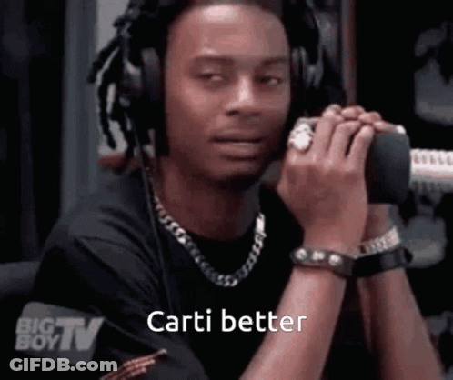 Man With Headphones Saying Carti Better Into Microphone GIF
