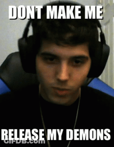Man With Headphones Saying Don't Make Me Release My Demons GIF