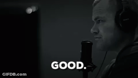 Man With Headphones Saying Good Into Microphone GIF