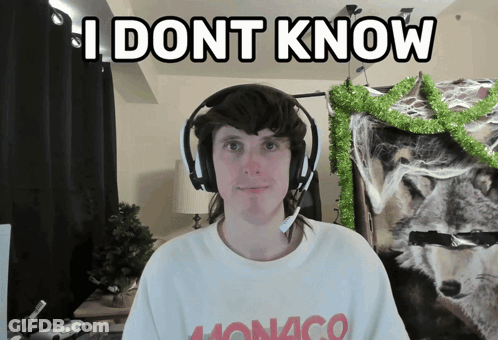 Man With Headphones Saying I Dont Know In Front Of Wolf GIF