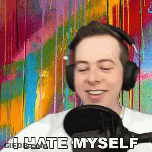 Man With Headphones Saying I Hate Myself GIF