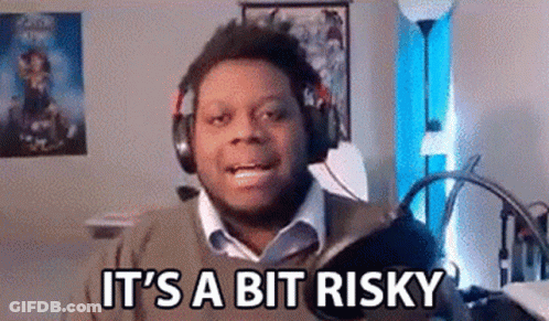 Man With Headphones Saying It's A Bit Risky GIF