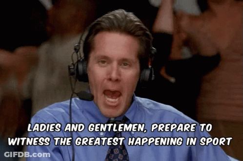 Man With Headphones Saying Ladies And Gentlemen Prepare To Witness The Greatest Happening In Sport GIF