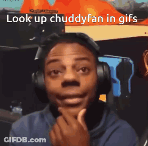 Man With Headphones Saying Look Up Chuddyfan GIF