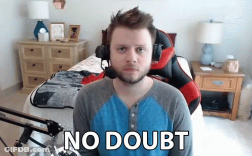 Man With Headphones Saying No Doubt GIF