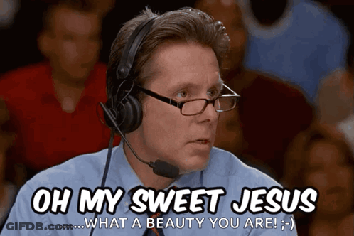 Man With Headphones Saying Oh My Sweet Jesus GIF