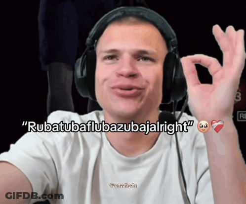 Man With Headphones Saying Rubatubaflubazu Bajaright GIF