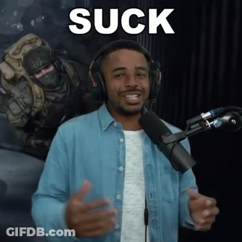 Man With Headphones Saying Suck GIF