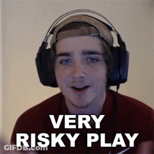 Man With Headphones Saying Very Risky Play GIF