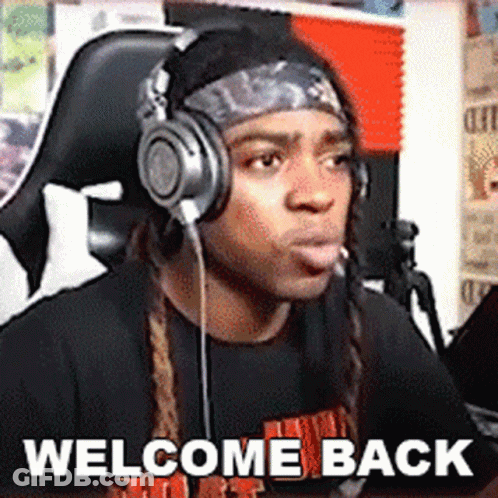Man With Headphones Saying Welcome Back GIF