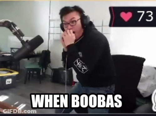 Man With Headphones Saying When Boobs GIF