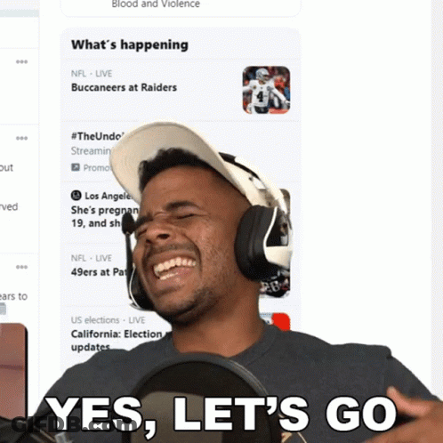 Man With Headphones Saying Yes Let's Go GIF