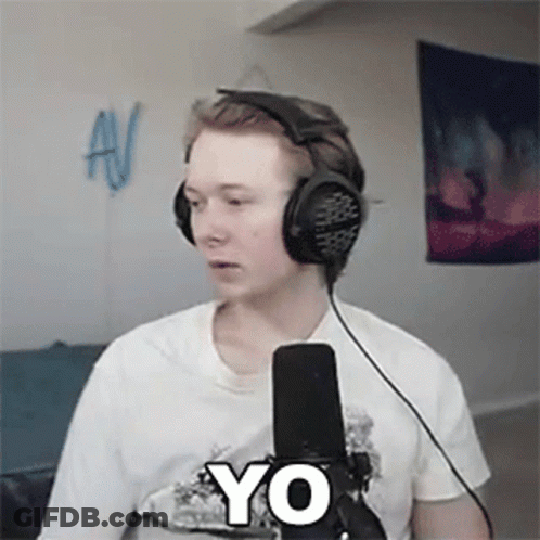 Man With Headphones Saying Yo Into Microphone GIF