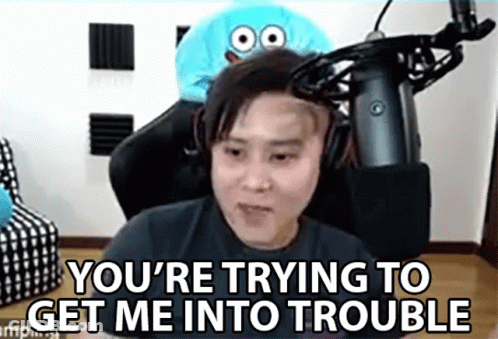 Man With Headphones Saying You're Trying To Get Me Into Trouble GIF