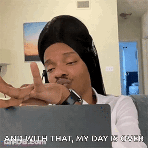 Man With Headphones Says And With That My Day Is Over GIF