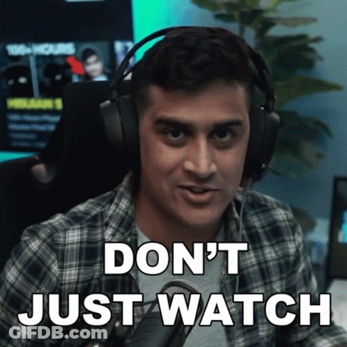 Man With Headphones Says Don't Just Watch GIF